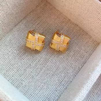 Серьги с квадратным цирконием, Холодный ветер, Высокое чувство, Легкие роскошные серьги-гвоздики, Серьги, Модный темперамент, Поездки на работу