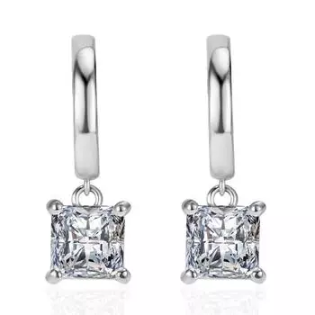 Серьги с квадратным цирконом, простые темпераментные серьги, европейские и американские серьги с квадратными бриллиантами, геометрические серьги, серьги