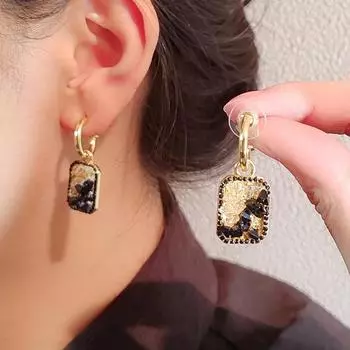 Серьги с квадратным французским бриллиантом и кристаллами, модные серьги в стиле темперамент, серьги премиум-класса