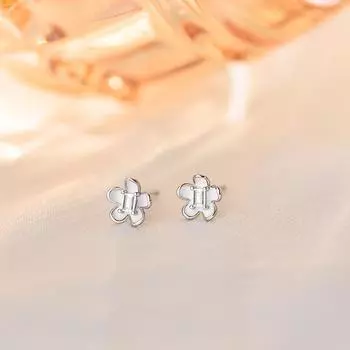 Серьги с квадратными бриллиантами для женщин, милые серьги с маленькими и милыми мини-цветочками, простые и универсальные