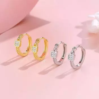 Серьги с квадратными бриллиантами из стерлингового серебра 925 пробы, золотые серьги Ins Wind Niche Design, легкие, роскошные, темпераментные, с застежками-пряжками премиум-класса 925 Silver