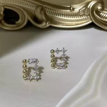 Серьги с квадратными полыми бриллиантами для женщин, простые, коммутирующие и универсальные серьги в тренде