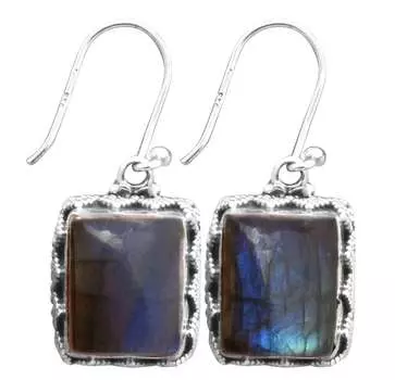 Серьги с лабрадоритом и драгоценным камнем, твердые серьги из стерлингового серебра 925 пробы, серьги ручной работы, ювелирные изделия, подарок для женщин и девочек, E-3235 синий