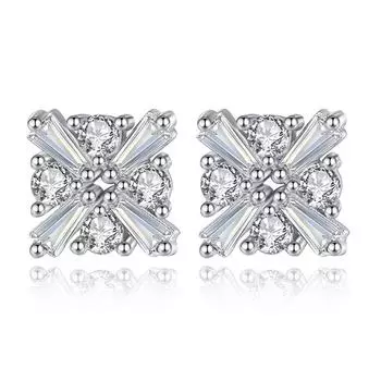 Серьги с ледяными цветами, женские серьги с кубиком Рубика в виде окна любви, серьги с ледяными кристаллами, модные украшения для ушей, посеребренные