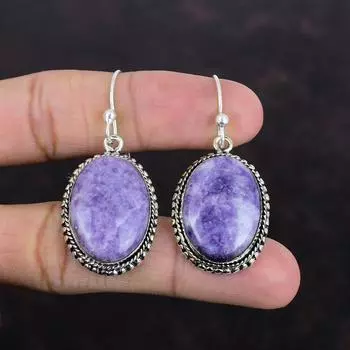 Серьги с лепидолитом, винтажные серьги с драгоценными камнями, элегантные ювелирные изделия, серьги из стерлингового серебра 925 пробы, серьги-капли ручной работы, серебряные ювелирные изделия, подарки для нее