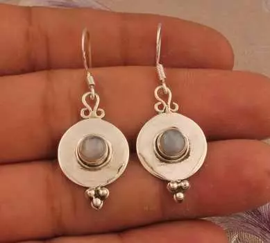 Серьги с лунным камнем, подарок для нее, цельные серьги из стерлингового серебра 925 пробы, серьги ручной работы