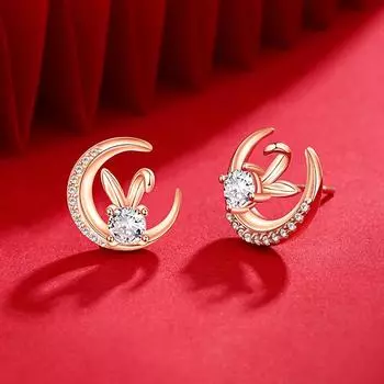 Серьги с лунным кроликом, женские простые серьги с нефритовым кроликом на год рождения