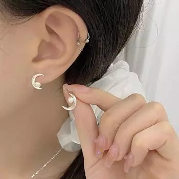 Серьги с лунным жемчугом Изысканный темперамент Легкие роскошные серьги высокого класса Серьги Нишевый дизайн