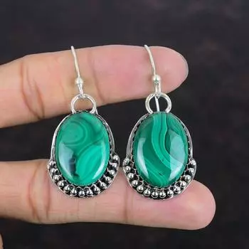 Серьги с малахитом, серьги с драгоценными камнями, серьги из стерлингового серебра 925 пробы, новейшие дизайнерские ювелирные изделия, серьги-подвески ручной работы, ювелирные изделия из малахита, подарки для мамы