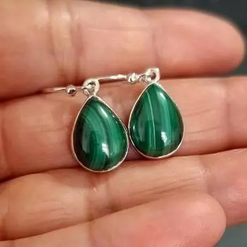 Серьги с малахитом, женские серьги, серьги ручной работы, серьги с подвесками, серебряные украшения с подвесками, подарок маме