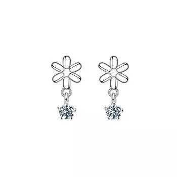 Серьги с маленькими цветами из циркония, серьги с цветами в форме сладких целебных яиц, серьги с маленькими свежими ромашками в японском литературном стиле copper (with ear plugs)