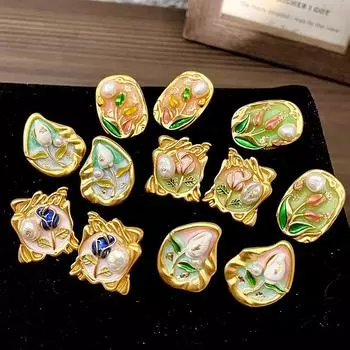 Серьги с масляной живописью в стиле барокко, женские серьги в стиле ретро во французском стиле, легкая роскошь, серьги высокого класса, серьги в художественном стиле