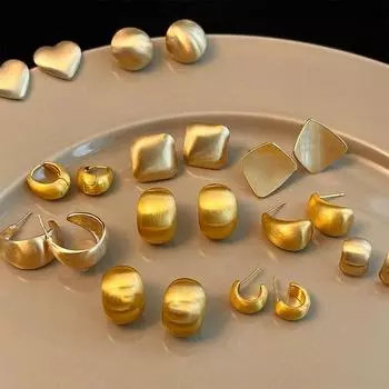 Серьги с матовой текстурой и геометрическими формами для женщин с модным темпераментом, серьги с легкой роскошью и ощущением высокого класса, универсальные серьги