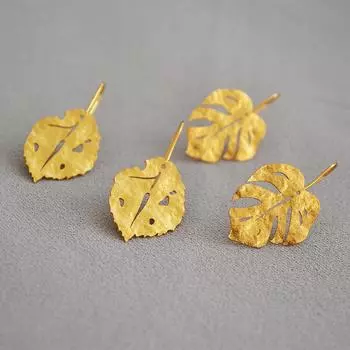 Серьги с матовым покрытием Golden Leaf в европейском и американском ретро-стиле: Уникальный, универсальный дизайн для женщин