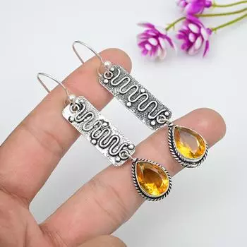 Серьги с медовым топазом, серьги из чистого серебра 925 пробы, ювелирные изделия с драгоценными камнями ручной работы, подарки жене, абсолютно новые серьги жёлтый