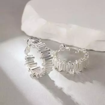 Серьги с металлической полосой, легкие роскошные темпераментные серьги Gear Spatial Line 18K золотистый