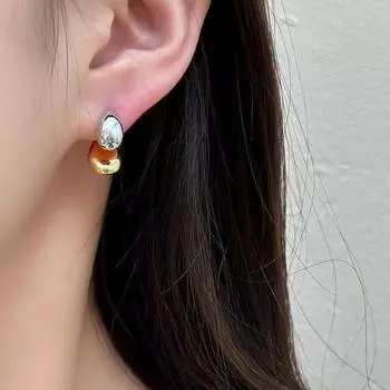 Серьги с металлической щеткой и каплями воды M