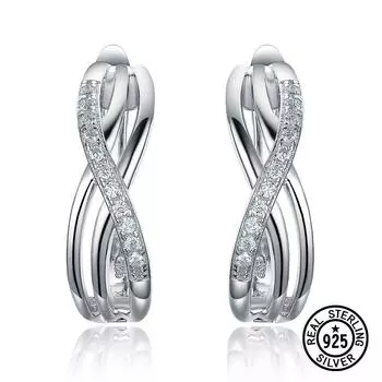 Серьги с микро-паве, прозрачные циркониевые серьги-клипсы для женщин и девочек, серьги из стерлингового серебра 925 пробы, ювелирные украшения