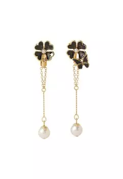 Серьги с мотивом клевера и бабочки SAME1494 XD [Anna Sui] чёрный