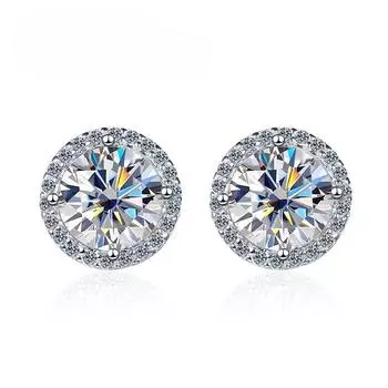 Серьги с муассанитом цвета D для женщин, свадебные изысканные украшения с GRA, серьги из стерлингового серебра 925 пробы с серебряным покрытием, серьги из белого золота 18 карат 5mm (0.5ct each)