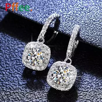 Серьги с муассанитом для женщин, 1 карат, цвет D, натуральное серебро 925 пробы, висячие серьги, сверкающие свадебные украшения, подарок на день Святого Валентина серебряный