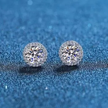 Серьги с муассанитом круглой огранки 1,0 карата, пройденный тест, серебро 925 пробы, цвет D, ювелирные изделия с муассанитом для женщин, подарок подруге 0.5ct 5mm