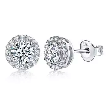 Серьги с муассанитом круглой огранки для женщин, сертифицированные муассанитом 925 пробы, цвет D, серьги-гвоздики с муассанитом, вечерние ювелирные украшения 0.5CT VVS1 5.0mm