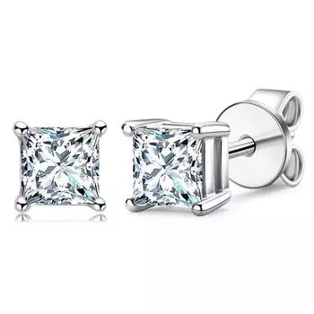 Серьги с муассанитом принцессы огранки D, 0,5 карата, для женщин и мужчин, 925 серебряных бриллиантов, серьги-гвоздики для свадебной вечеринки, изысканные ювелирные изделия 0.5ct and 0.5ct
