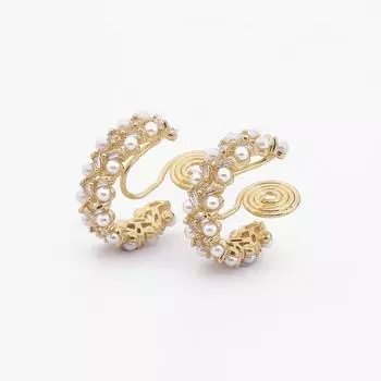 Серьги с надписью C, без отверстий для ушей, циркониевые жемчужные серьги-клипсы, женские вечерние серьги-каффы, подарки на день рождения золотой