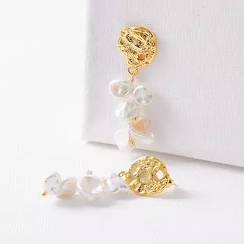 Серьги с натуральным барочным жемчугом, женские дизайнерские, с чувством индивидуальности, темпераментом, серебряные 925 пробы, длинные игольчатые серьги-гвоздики с лепестками жемчуга