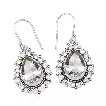 Серьги с натуральным белым топазом, серебро 925 пробы, дизайн Teardrop Infinity, висячие серьги-капли, украшения ручной работы, подарок на Пасху белый