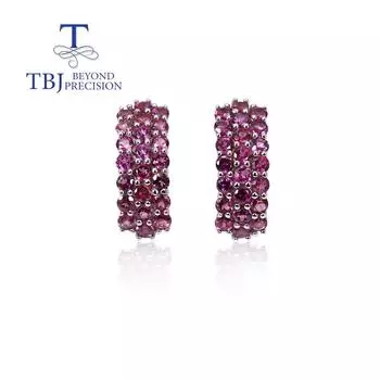 Серьги с натуральным бразильским родолитом, круглые серьги 2,5 мм, классические простые ювелирные изделия из драгоценного камня, серебро 925 пробы для женщин L красный