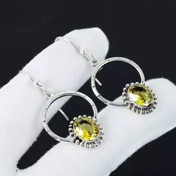 Серьги с натуральным цитрином, серьги из стерлингового серебра 925 пробы, серьги-подвески из серебра ручной работы в стиле бохо, пасхальные подарки для любви 2.16 жёлтый