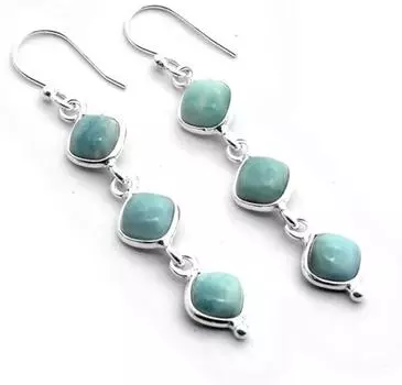 Серьги с натуральным камнем Ларимар, серебро 925 пробы, серьги ручной работы, серьги с камнем по дате рождения, женские серьги