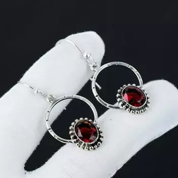 Серьги с натуральным красным гранатом, серьги из стерлингового серебра 925 пробы, серьги-подвески из серебра ручной работы в стиле бохо, подарки на годовщину 2.16 красный