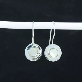 Серьги с натуральным перламутром и драгоценными камнями, серьги из стерлингового серебра 925 пробы, серьги-подвески из серебра ручной работы в стиле бохо, подарок на день благодарения 1.37 белый