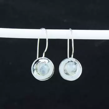 Серьги с натуральным радужным лунным камнем, серьги из стерлингового серебра 925 пробы, серьги-подвески из серебра ручной работы в стиле бохо, подарок на помолвку 1.37 белый