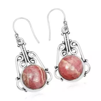Серьги с натуральным родохрозитом, серебро 925 пробы, филигранные серьги, висячие серьги, украшения ручной работы, подарок на Пасху