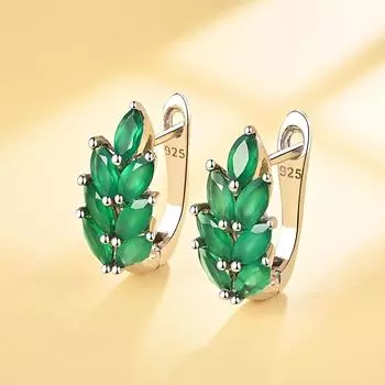 Серьги с натуральным зеленым агатом, дизайн листьев дерева, серебро 925 пробы, изысканные украшения для девочек, хороший подарок M зелёный