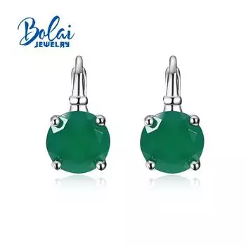 Серьги с натуральным зеленым агатом, круглые 10,0 мм, с драгоценными камнями, простой модный дизайн, женские изысканные украшения из серебра 925 пробы M зелёный