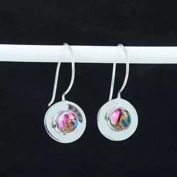 Серьги с натуральными камнями Kingman Pink Spiny Oyster, серьги из стерлингового серебра 925 пробы, серьги-подвески из серебра ручной работы в стиле бохо, подарок на день рождения 1.37 розовый