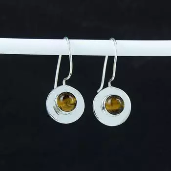 Серьги с натуральными камнями тигровый глаз, серьги из стерлингового серебра 925 пробы, серьги-подвески из серебра ручной работы в стиле бохо, подарок на день рождения 1.37 коричневый