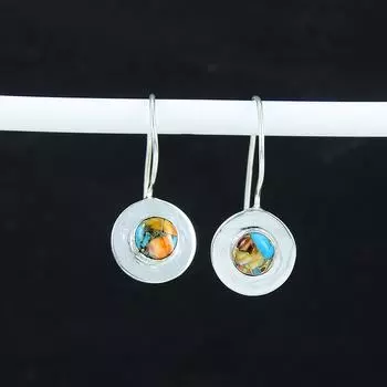 Серьги с натуральными оранжевыми колючими устрицами, серьги из стерлингового серебра 925 пробы, серьги-подвески из серебра ручной работы в стиле бохо, подарок на Пасху Natural оранжевый