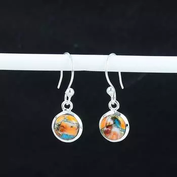 Серьги с натуральными оранжевыми колючими устрицами, серьги из стерлингового серебра 925 пробы, серьги-подвески из серебра ручной работы в стиле бохо, подарок для нее 1.1 оранжевый