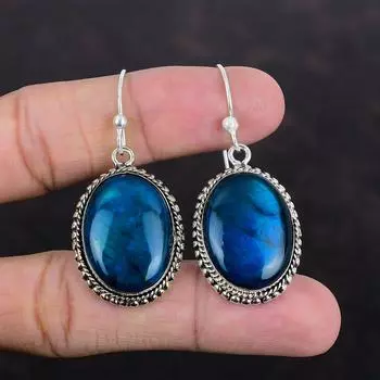 Серьги с неоновым блеском и лабрадоритом, серьги с драгоценными камнями, винтажные серьги, ювелирные изделия ручной работы, серьги из стерлингового серебра 925 пробы, антикварные ювелирные изделия, подарки для мамы