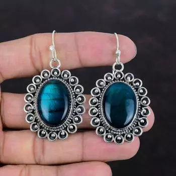 Серьги с неоновым блеском и лабрадоритом, оригинальные драгоценные камни, серьги из стерлингового серебра 925 пробы, элегантные серьги ручной работы, свадебные украшения, подарки для мамы