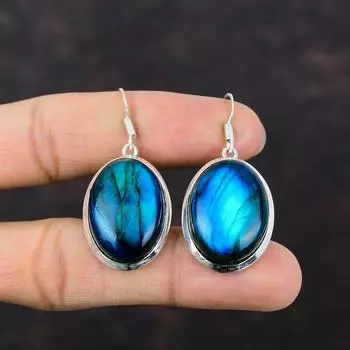 Серьги с неоновым вспышкой и лабрадором, серьги из высококачественного драгоценного камня, ювелирные изделия ручной работы, серьги из стерлингового серебра 925 пробы, антикварные ювелирные изделия, подарок на день матери