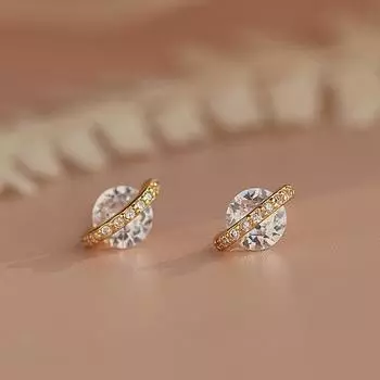 Серьги с одним бриллиантом и планетой, набор бриллиантовых серег, женский темперамент, личность, изысканные серьги серебряный