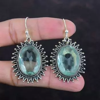 Серьги с ограненным апатитом, настоящие серьги из драгоценных камней, серьги из стерлингового серебра 925 пробы, настоящие ювелирные изделия из апатита, совершенно новые серьги ручной работы, свадебные подарки