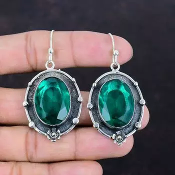 Серьги с ограненным хромированным диопсидом, драгоценные камни, ювелирные изделия ручной работы, серьги из стерлингового серебра 925 пробы, серьги с камнями по случаю помолвки, серебряные украшения